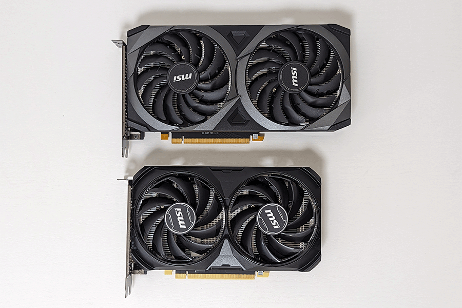 RTX3060TiとRTX4060Tiの大きさ比較